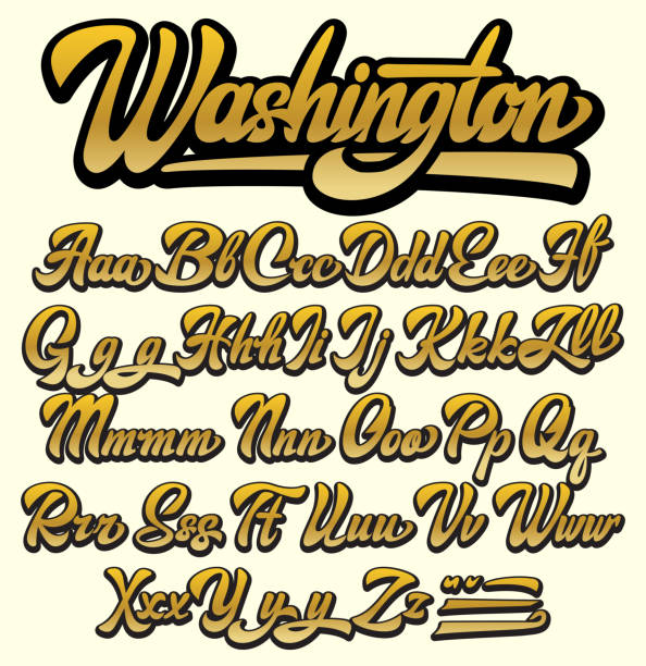 stockillustraties, clipart, cartoons en iconen met vintage english alphabet stylized as script for calligraphic inscriptions. color vector image. element for design. pale yellow background - kalligrafie