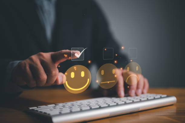 istock Customer Satisfaction Survey, smile face for satisfaction, service experience rating online application, customer evaluation product service quality, satisfaction feedback review, good quality most. 1882225591