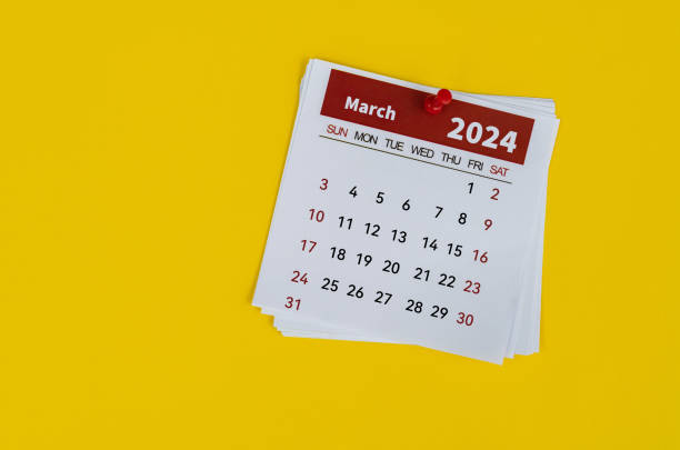 istock 2024 March calendar on yellow background 1882312312
