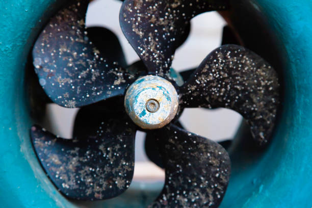 istock Bow thruster. Propellers on a motor yacht close-up. 1882313864