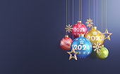 Multi Colored Christmas Balls Decorations 2024 New Year concept