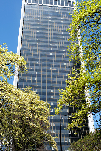 various recognizable places and attractions of Vancouver in Canada city center parks places for people to walk roads in spring good weather clean downtown blue sky huge buildings. skyscrapers