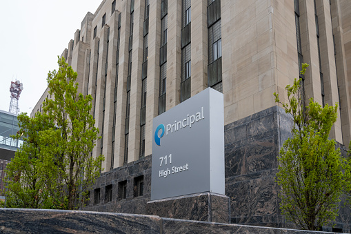Principal Financial Group headquarters in Des Moines, Iowa, USA, May 6, 2023. Principal Financial Group is an American global financial investment management and insurance