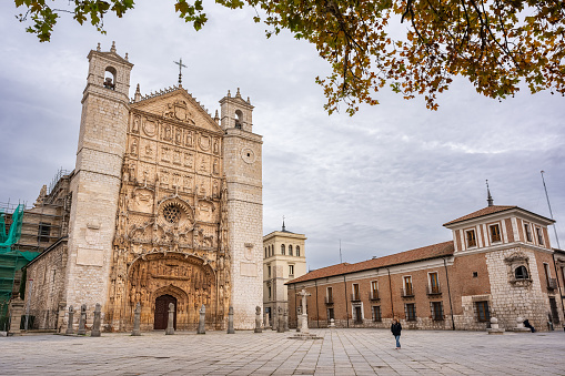 Esplanade of the city of Valladolid with the monumental church of San Pablo, Castilla Leon