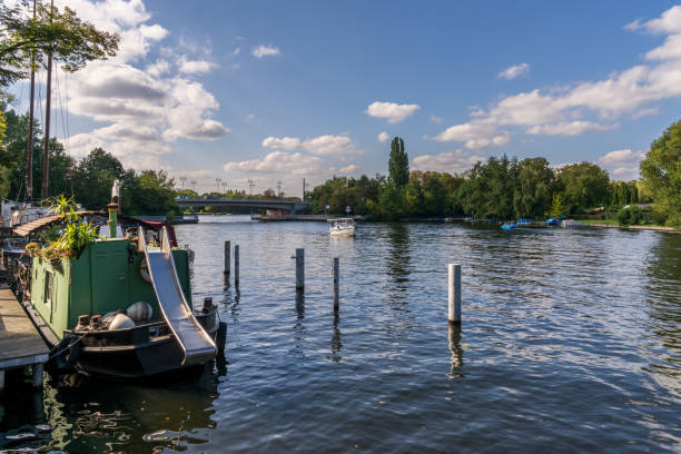Oberbaum Bridge, Berlin Spree river, selective focus, sharp part in the middle