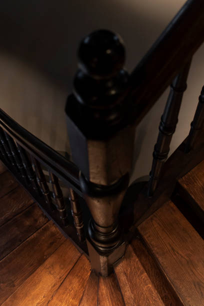 istock Brown wooden handrail. 1882571197