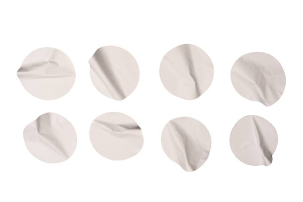 istock Round white stickers, blank tags labels isolated on a white background. 1882634533