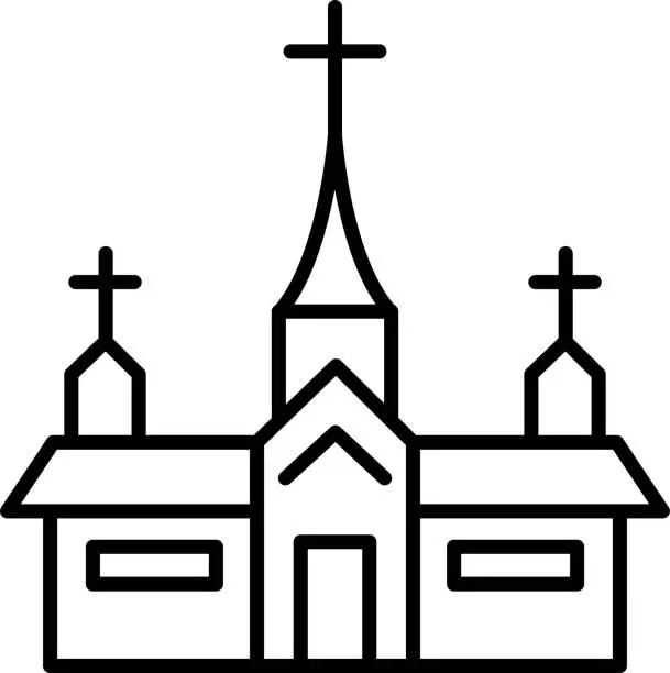 Vector illustration of Church Outline vector illustration icon