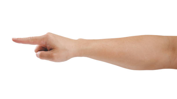 istock Man hand pointing finger to show or give direction 1882700116