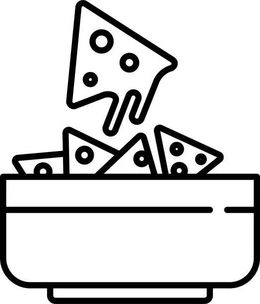Vector illustration of cheese nachos Outline vector illustration icon