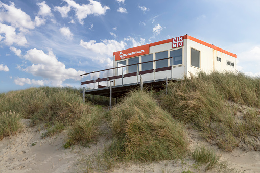 De Koog, The Netherlands, October 7, 2021; Building of the Texel rescue brigade in the dunes near the coastal village of De Koog.