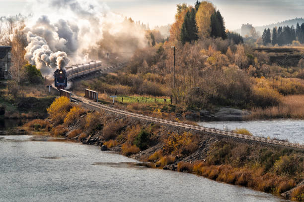 istock Ruskeala express - retro train in Karelia, Russia, 1882787516