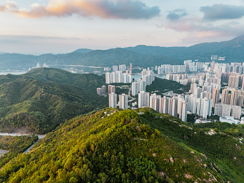 Drone view of mountain in Tsing Yi, Hong Kong