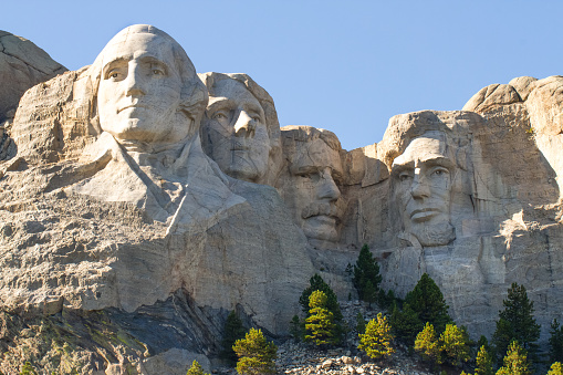 Mount Rushmore National Monument. Close up view. Presidents. South Dakota, USA