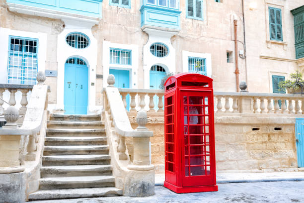 Red telephone booth, city Valletta, Malta