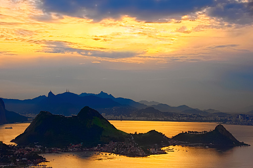 Sunset seen from the top of the City Park in Niterói, Rio de Janeiro.