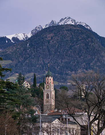 A view of the picturesque town of Merano, located in South Tyrol, Italy.