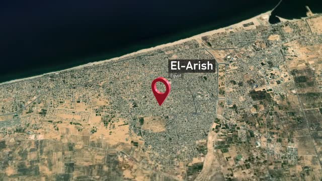 El-Arish City Map Zoom from Space to Earth, Egypt