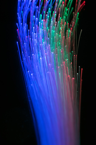 Blue fiber optic abstract light background