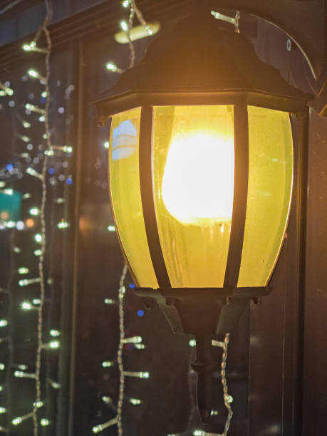 istock lamp with warm yellow light and installation lights 1883195666