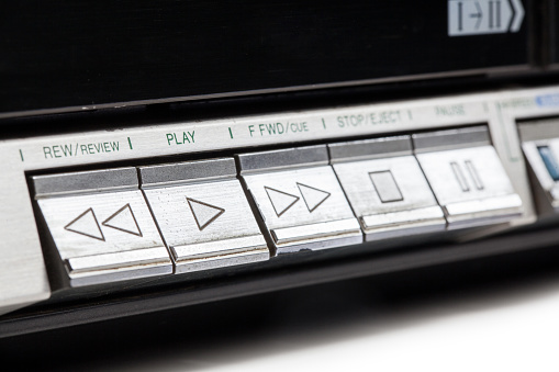 radio cassette buttons on white background