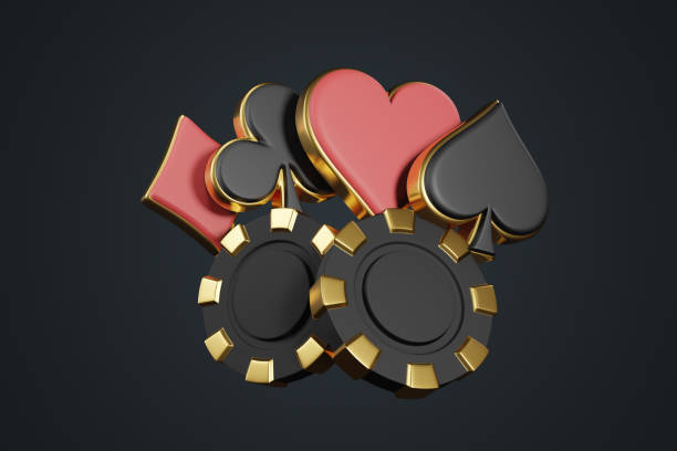 istock Casino chips and aces cards symbols on a black background 1883332047