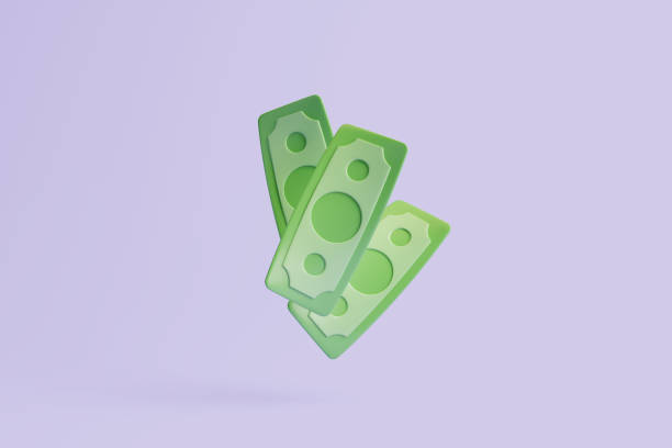 istock Set of banknotes floating on purple background 1883340812