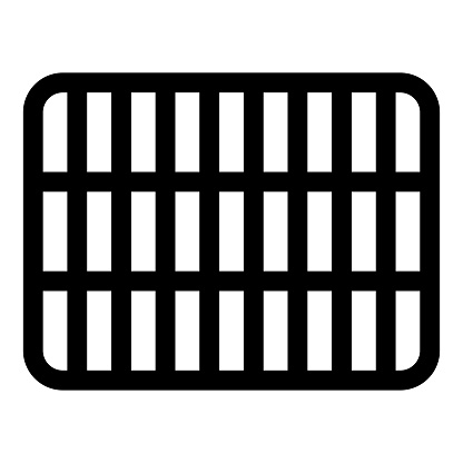 Grating grate lattice trellis net mesh BBQ grill grilling surface rectangle shape roundness icon black color vector illustration image flat style simple