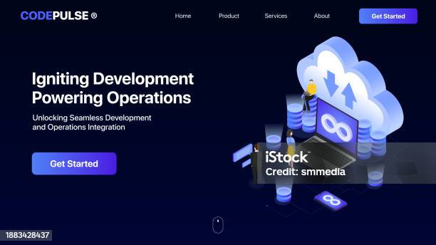 Devops Website Hero Screen Concept Devops Operations Stock Illustration ...