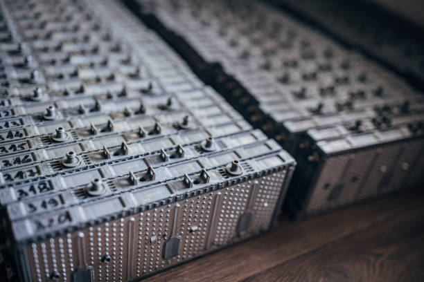istock Electric car batteries in a row 1883508244
