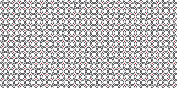 円がつながる形状のシームレスパターン。メタボールドットアイコン。統合テクノロジの記号。抽象的な点の移動。ブロブを遷移する。ベクトル テクスチャ イラスト 孤立した白い背景。 - pattern spotted connect the dots seamless点のイラスト素材／クリップアート素材／マンガ素材／アイコン素材