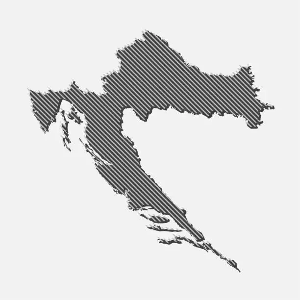 Vector illustration of Abstract map Croatia, parallel grey lines