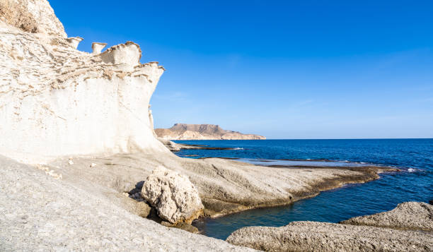 Curious rock cliffs close to Enmedio cove in Cabo de Gata, Spain