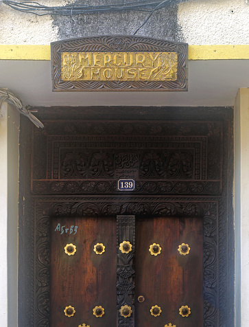 Zanzibar, Tanzania - July 18, 2017: Freddie Mercury famous Queen vocalist house and museum in Stone Town.