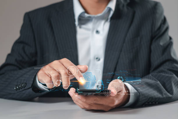 istock cybersecurity concept, businessman scanning fingerprint and biometric authentication on smartphone for cyber security and fingerprint password 1883714586