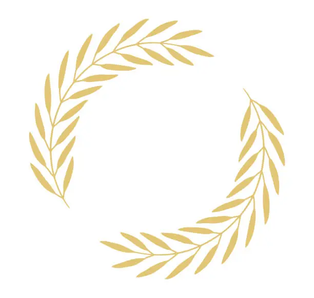 Vector illustration of Golden olive wreath frame