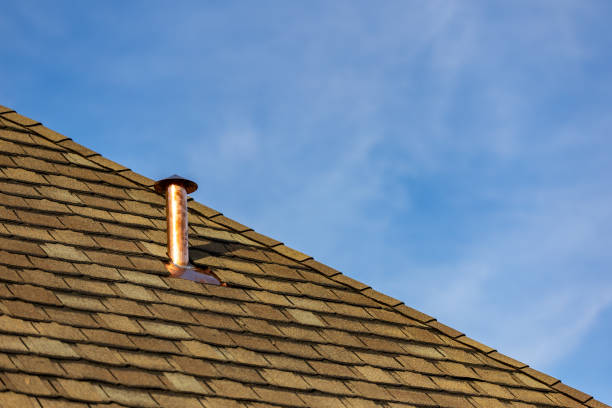 istock Roof with new shingles and copper vent 1883792443