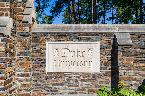 Durham, NC - September 4, 2023: Duke University entrance and sign