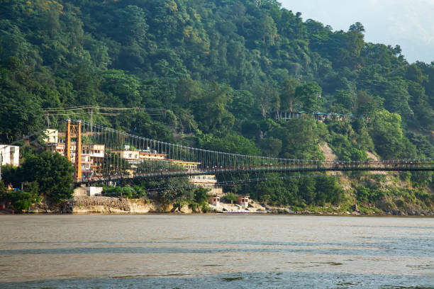 istock bridge across river   against blue cloudy sky and green lush mountain 1883793971