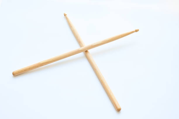 wooden drumstick isolated on white background, object for play drum