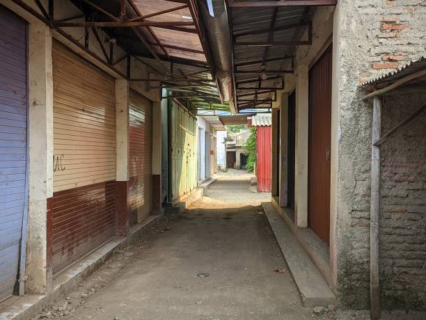 istock Shops in the market are closed 1883947739