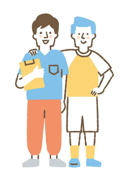 Vector illustration of Two friendly men in sportswear _color