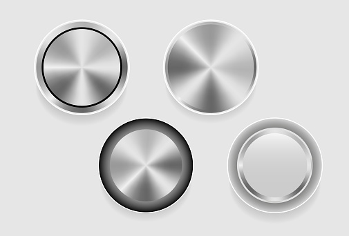 Metallic Button Embed Code Realistic Metal Button With Circular Processing Metallic Button ...