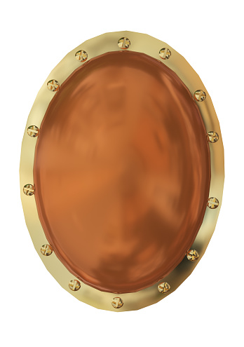 shield oval round golden and bronze isolated  protection safety virus  - 3d rendering