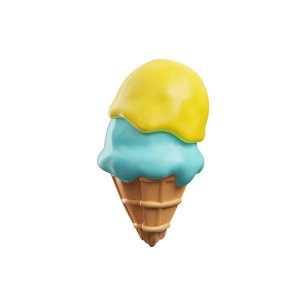 istock Ice cream in cone, frozen treat for hot summer, vector illustration isolated. 1884078573