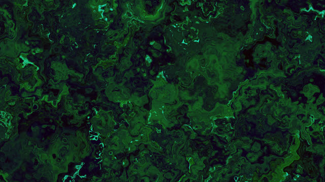 Abstract motion loop background of flowing dark green liquid.