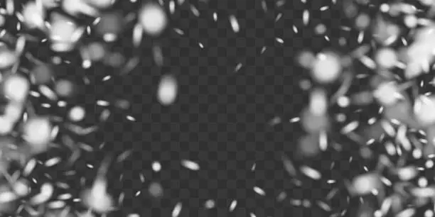 Vector illustration of Vector realistic snowfall against a dark background.