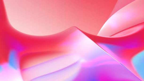 istock Abstract Geometric Red Pink Colorful Chromatic Gradient Silk Glossy Wavy Twisted Plane 3D Render Background 1884120257