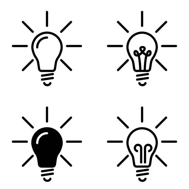 Vector illustration of Outlined Vector Illustration Of A Light Bulb.
