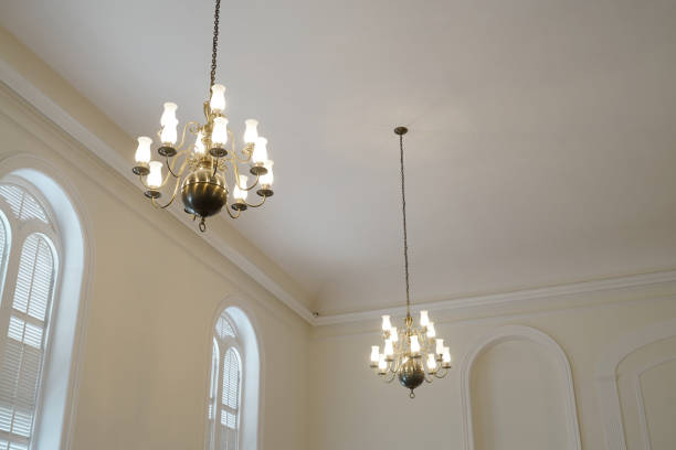 istock close on hanging chandelier light on the ceiling 1884240420
